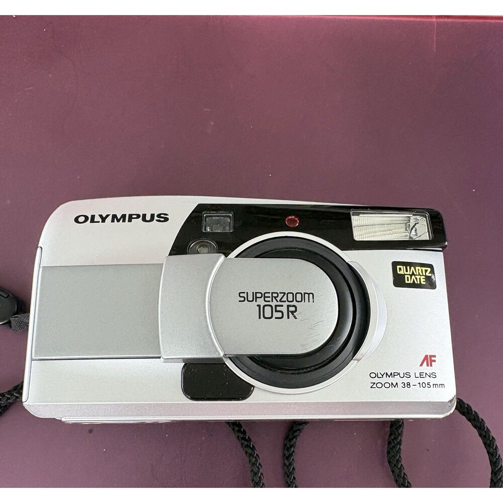 Olympus SuperZoom 105R 35mm Point & Shoot Film Camera Tested Working